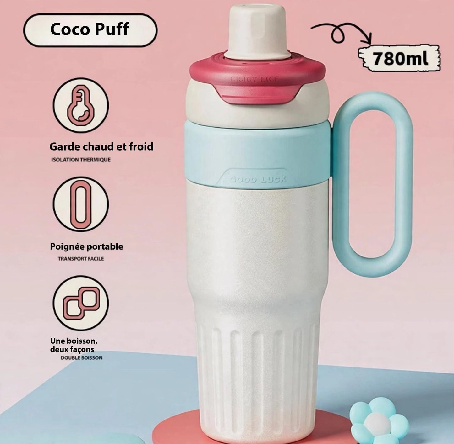 Hydriva| Gourde Isotherme Premium 780ml avec paille