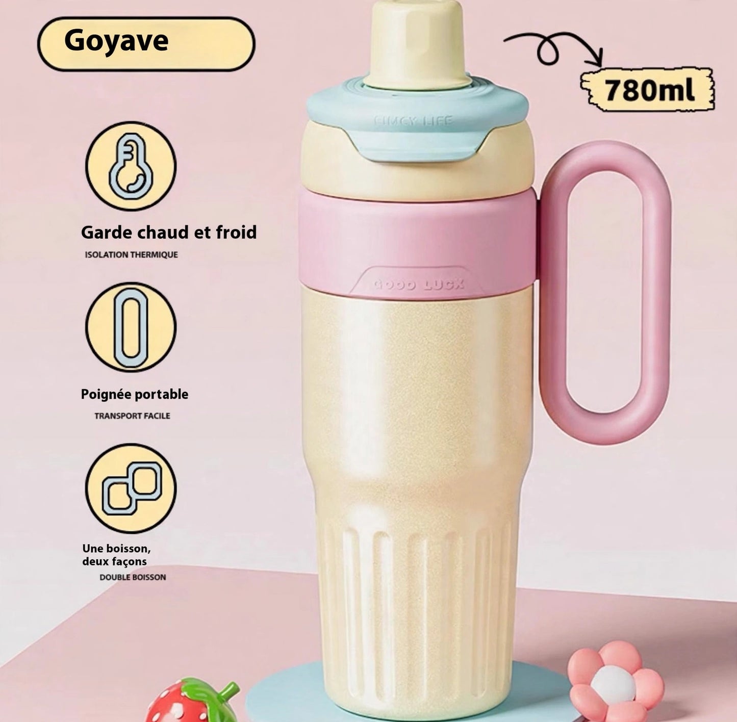 Hydriva| Gourde Isotherme Premium 780ml avec paille